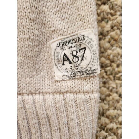 AEROPOSTLE Y2K Men's XL Sweater Buttoned Mock Neck Ribbed Hem Nostalgic Coastal - Picture 2 of 6